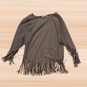 Zara Trafaluc Fringe Hem Knit Sweater – Size Small